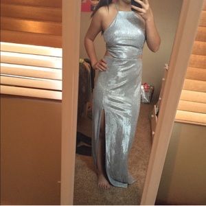 Nordstrom Glittery Silver Floor Length Dress